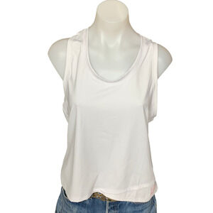 Spyder White Racerback Tank Top LARGE Activewear Wick Away Logo Relax $48 NEW